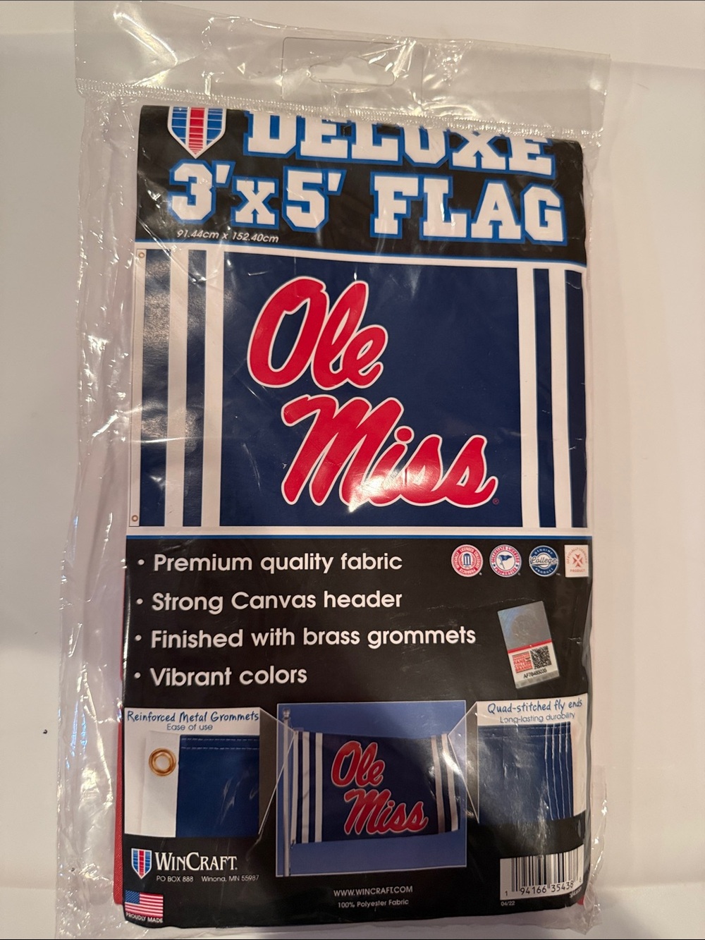 Wincraft Ole Miss Navy Flag with Red Script